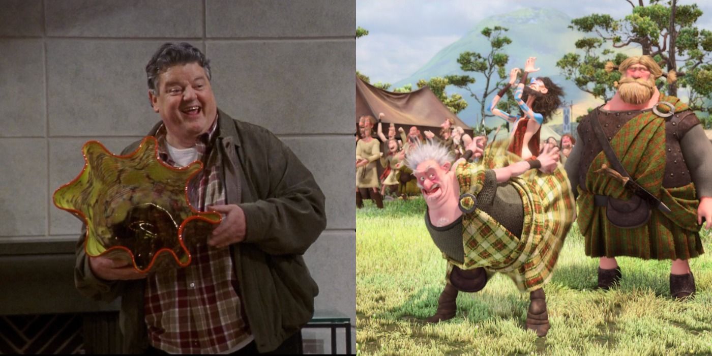 Split image of Michael from Frasier, and Lord Dingwall mooning in Brave - Frasier and Disney