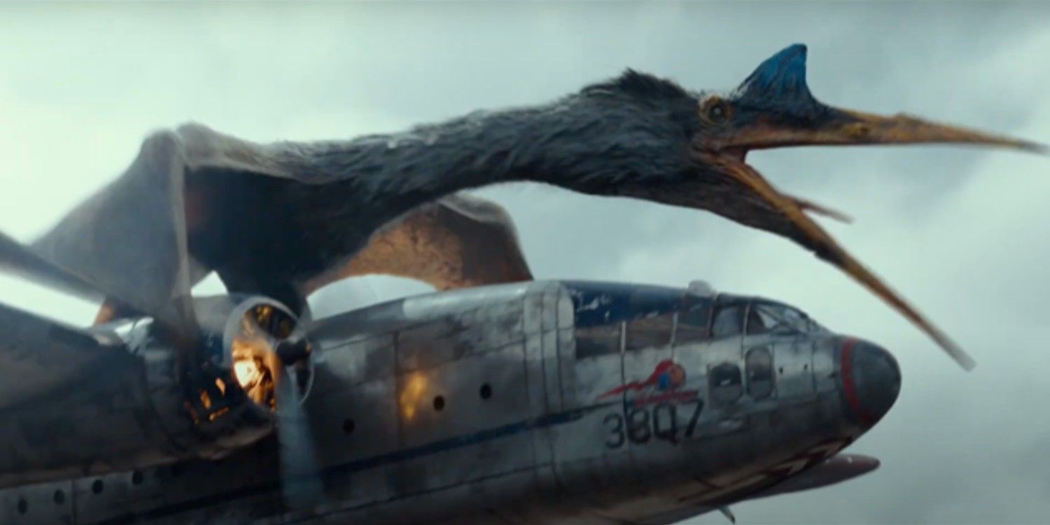Quetzalcoatlus attacking a plane in in Jurassic Work Dominion