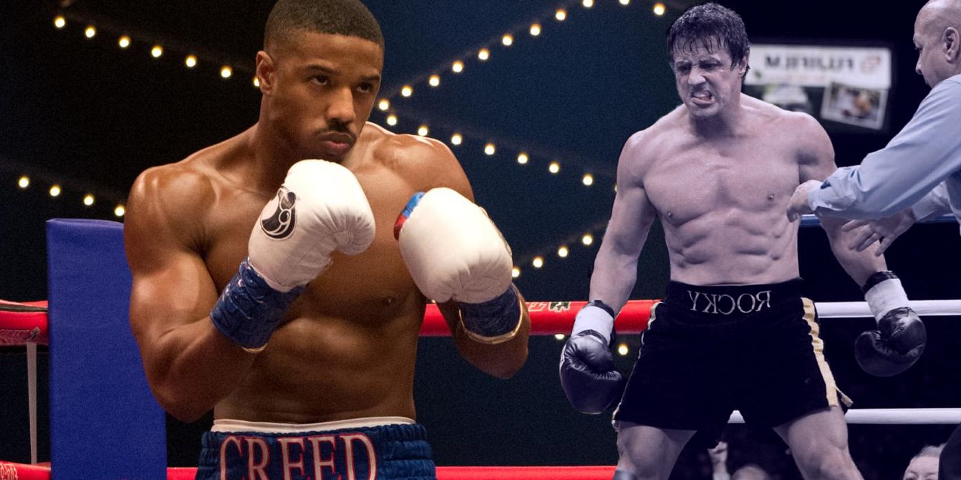 Michael B Jordan as Adonis Creed in Creed and Sylvester Stallone in Rocky Balboa