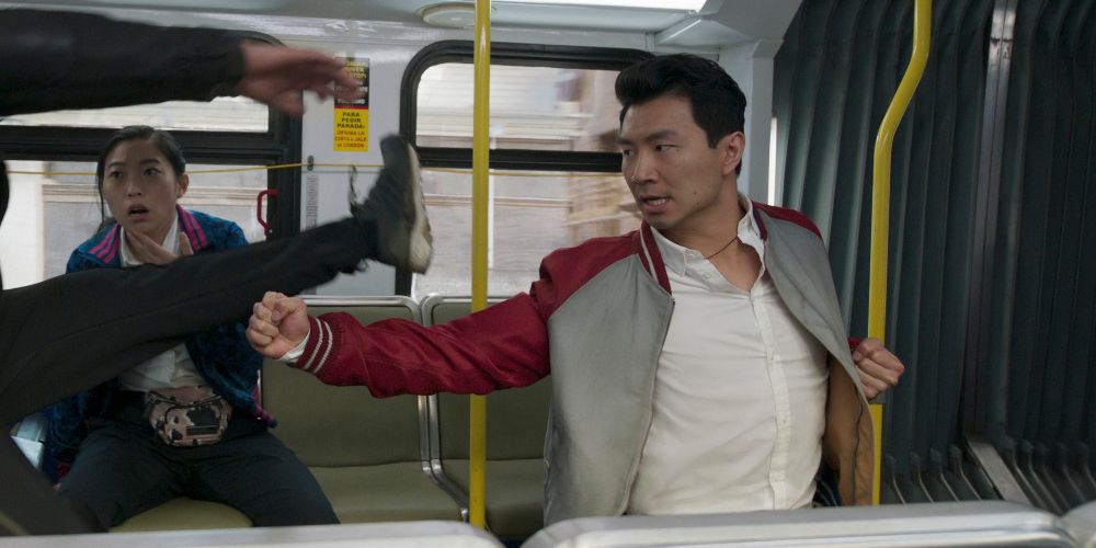 Shangi-Chi fights on the bus in Shang-Chi