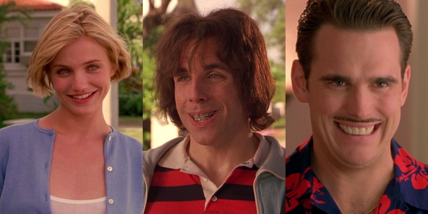 Collage of Ben Stiller, Matt Dillon, and Cameron Diaz in Something About Mary.