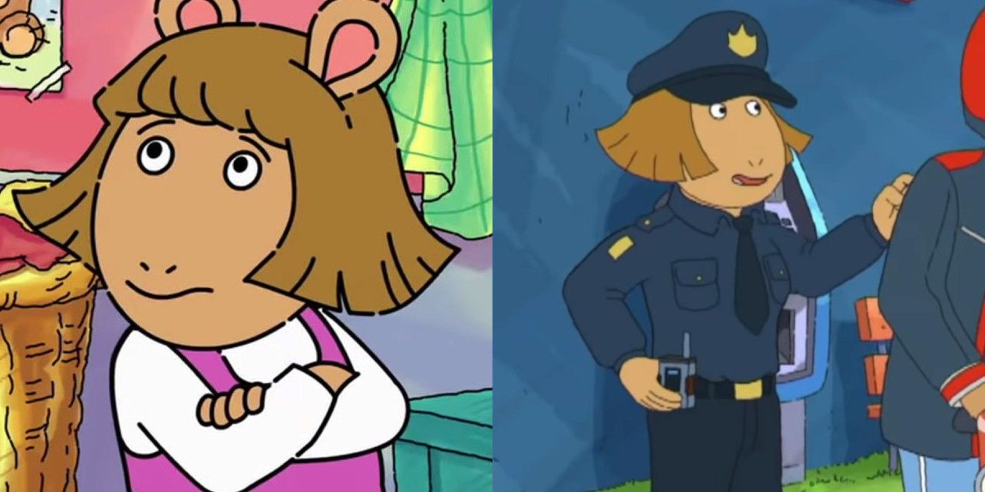Split image of DW as a child and DW as an adult in Arthur.