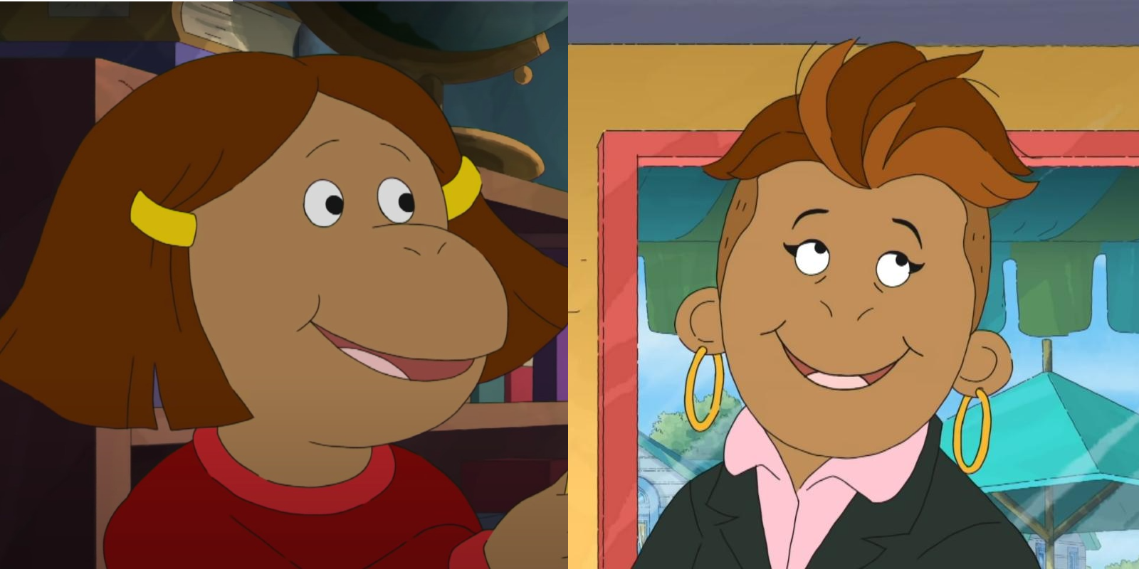 Split image of child Francine and adult Francine, both taken from the Arthur finale.