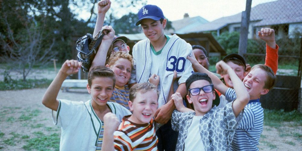 The team lifts Benny on their shoulders in The Sandlot