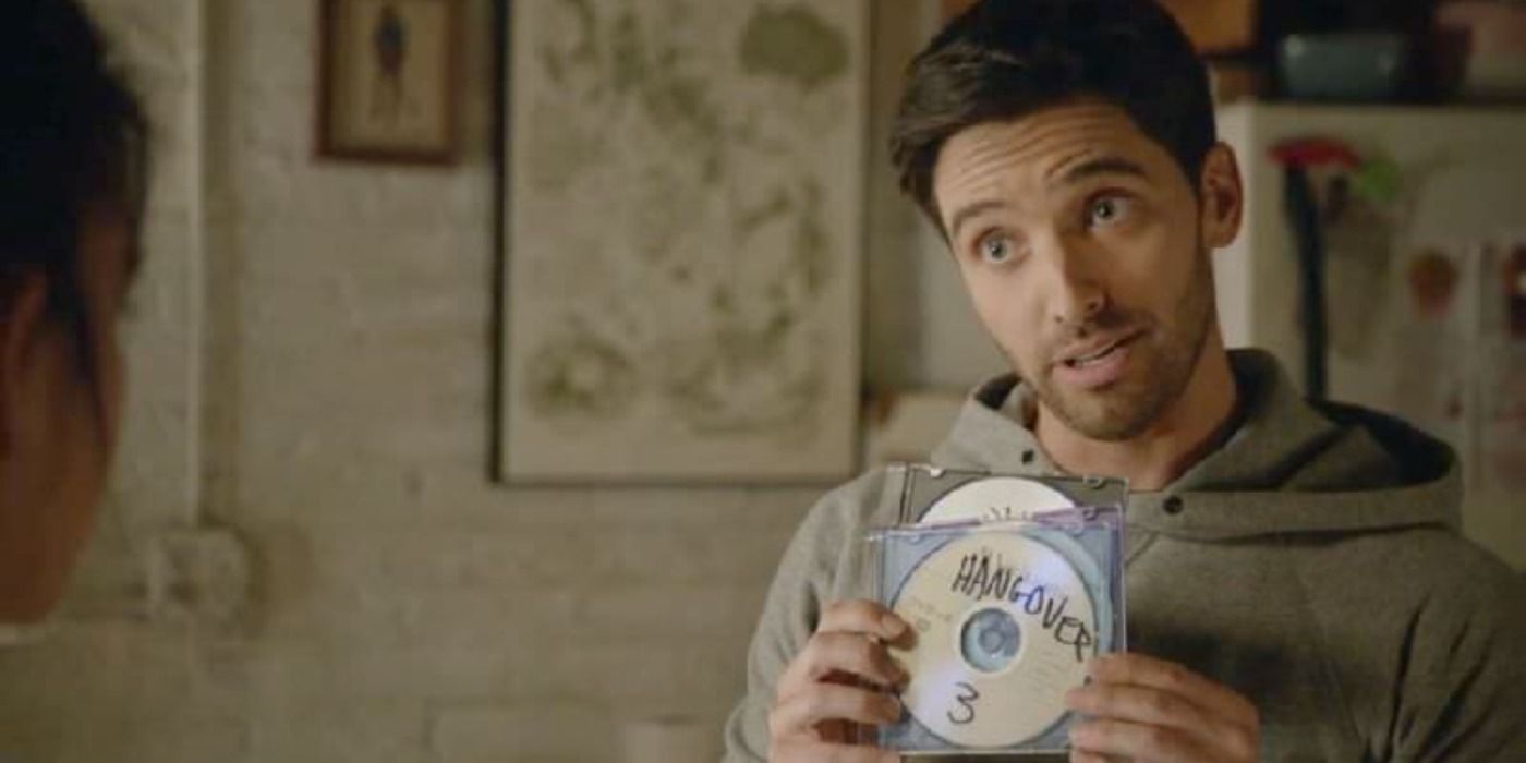 Trey holding a burnt DVD of Hangover 3 in Broad City.