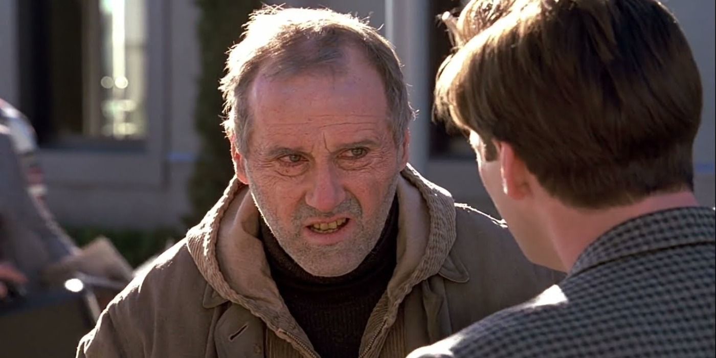 Truman's dad as a homeless man in The Truman Show.