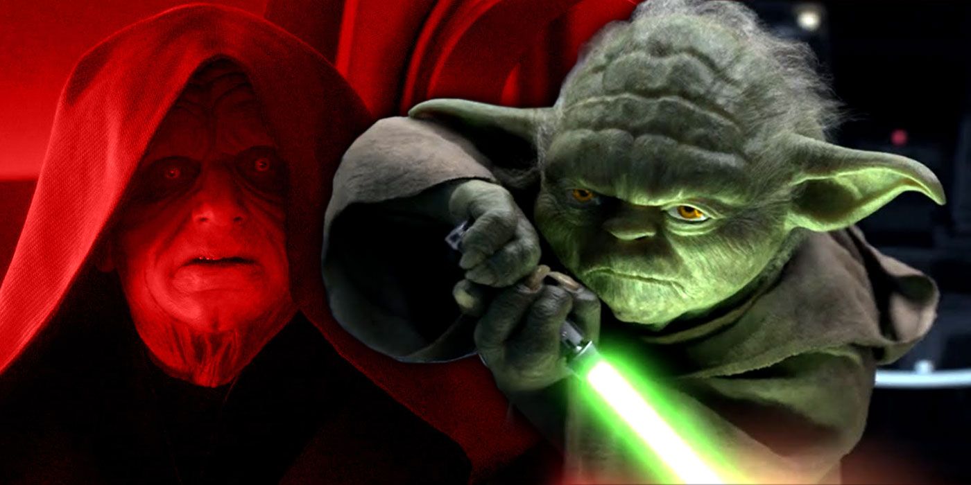 Montage of Yoda battling Palpatine