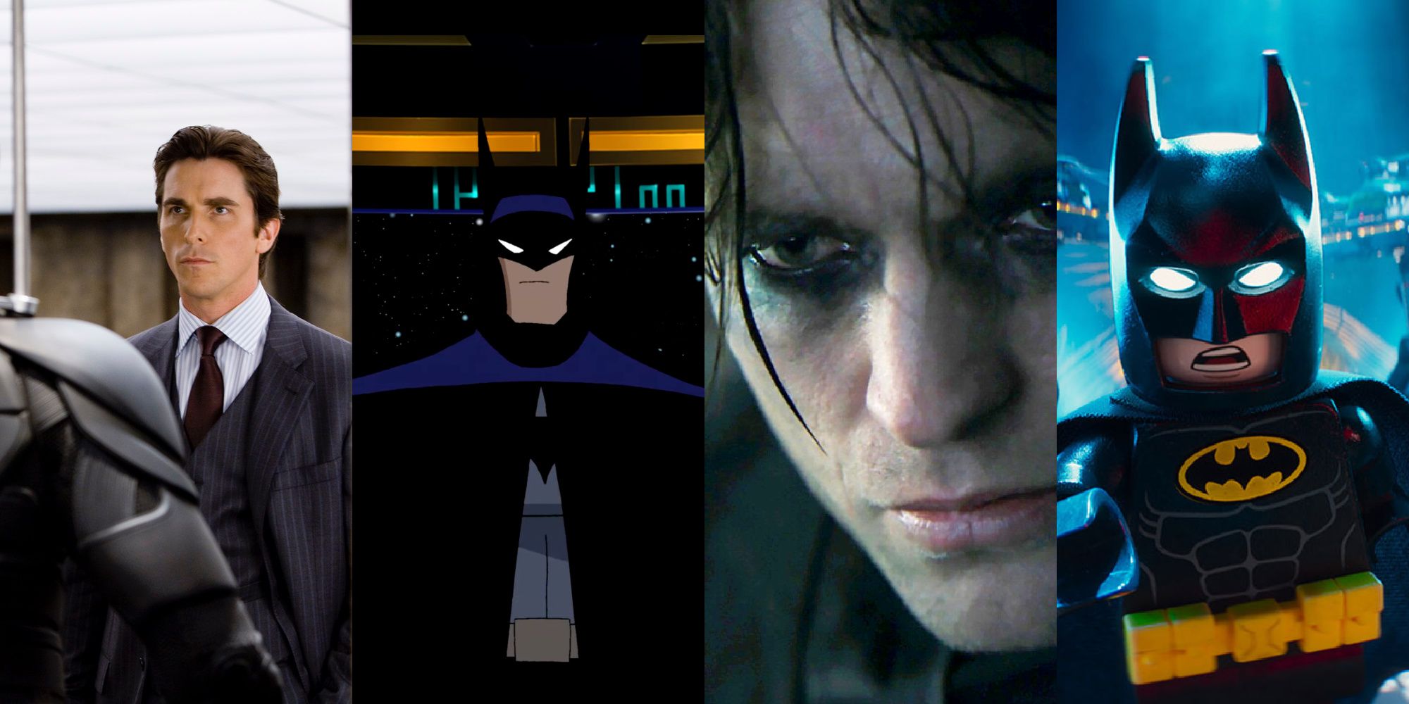 4 different versions of Batman, split image