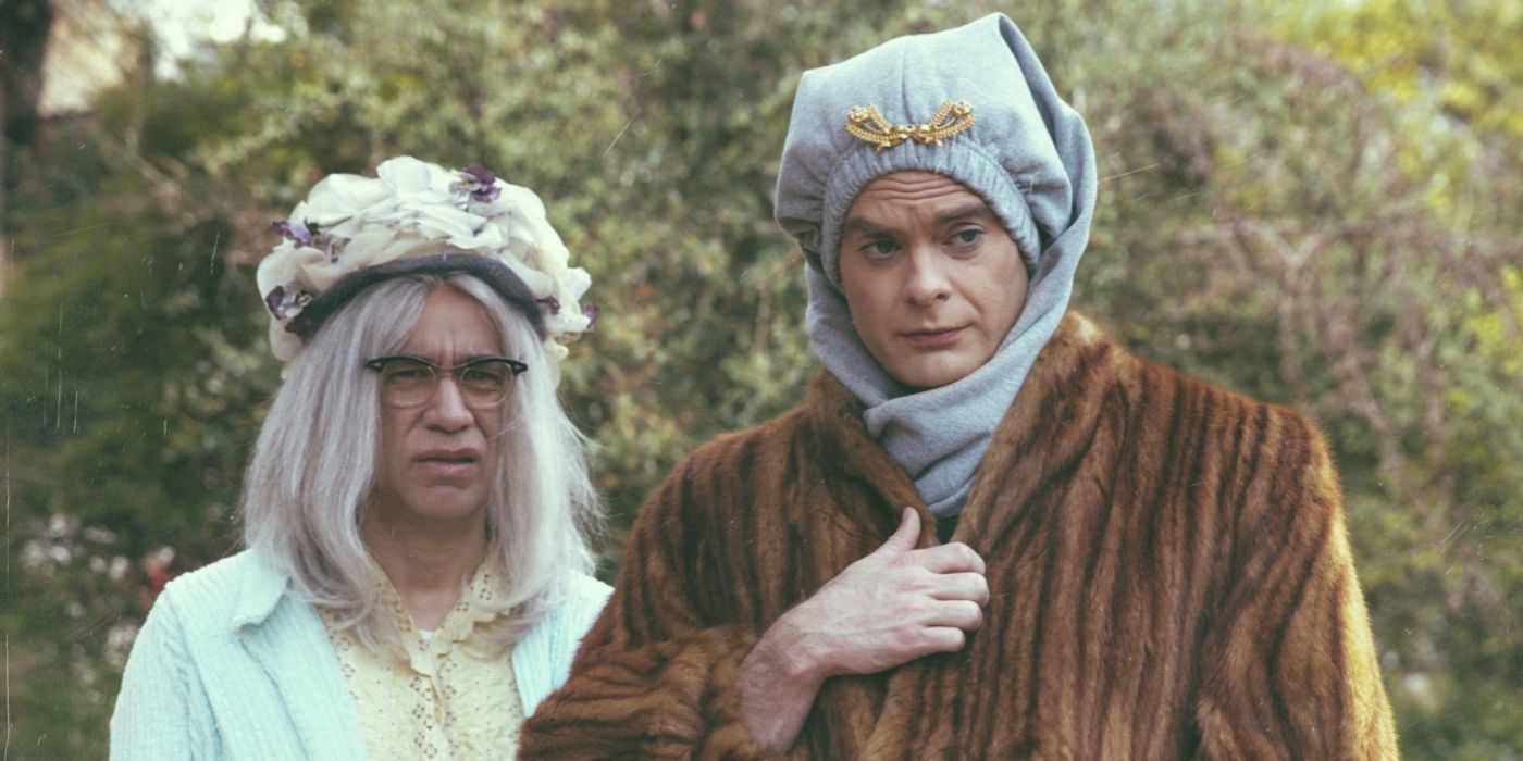 Fred Armisen and Bill Hader dressed as older ladies in the first episode of Documentary Now!