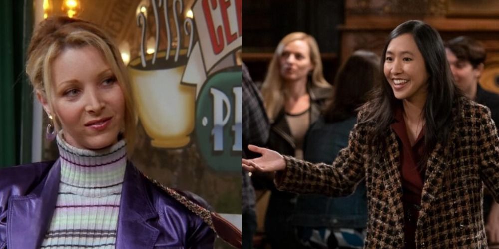 A split image of Phoebe in Friends and Ellen in HIMYF