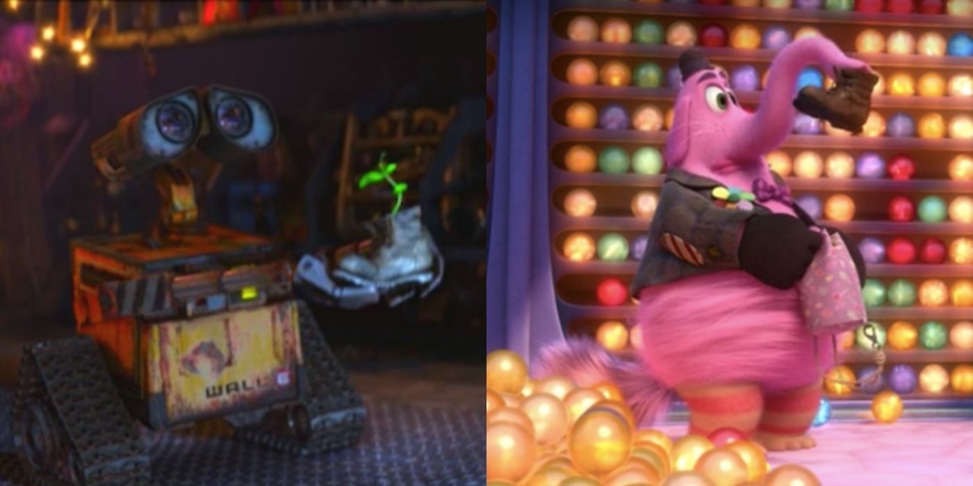 A split image of Wall E and Bing Bong with the same boot