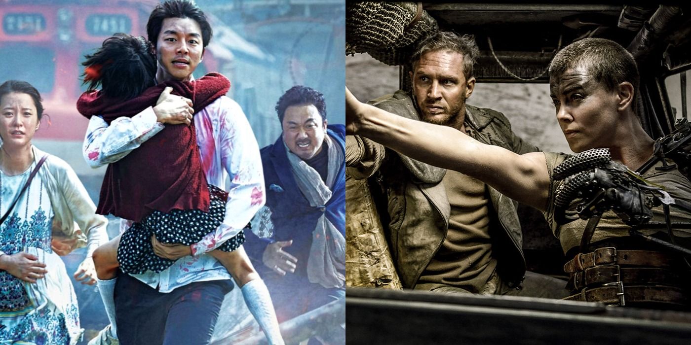 A split image showing actors from Train to Busan and Mad Max Fury Road.