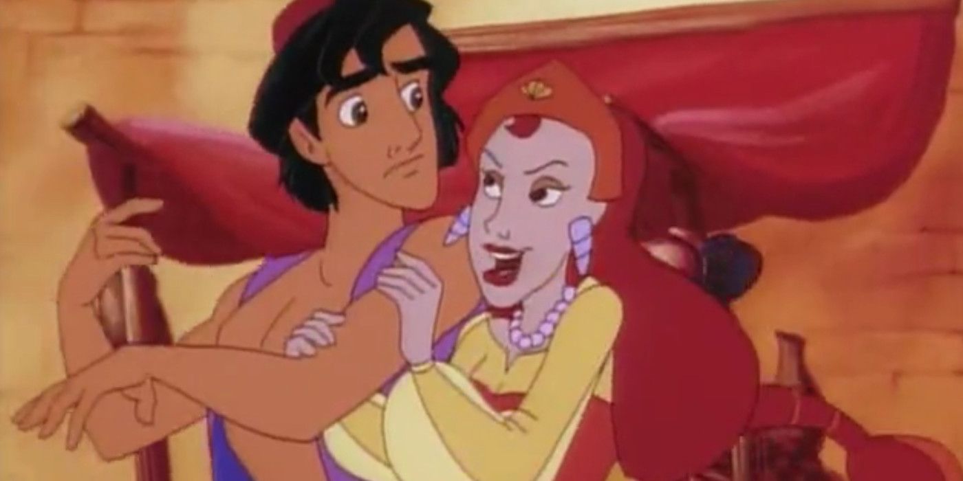 Aladdin and a mysterious woman in Aladdin animated series