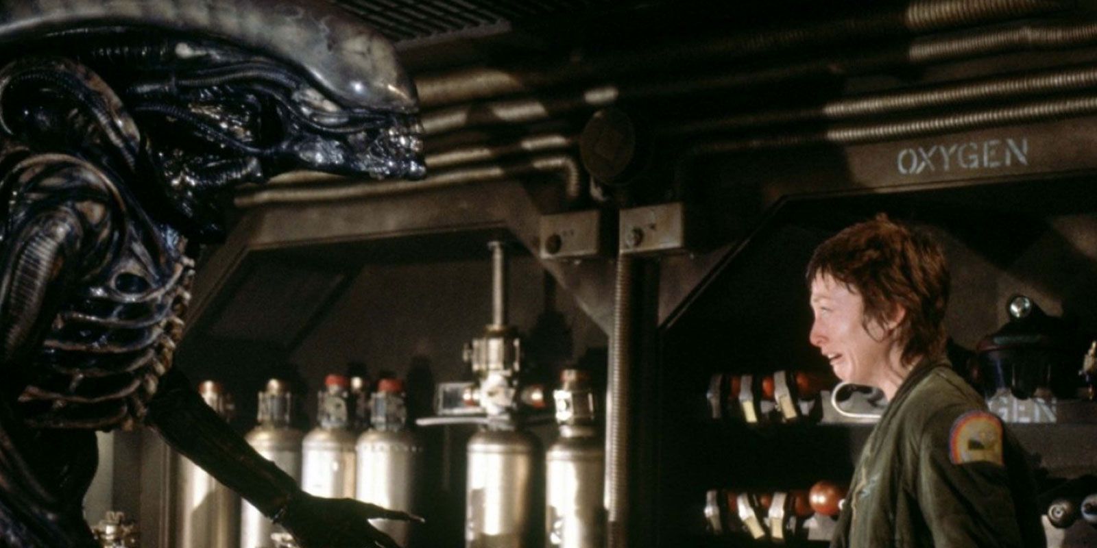From the original Alien movie, Lambert being cornered by the xenomorph