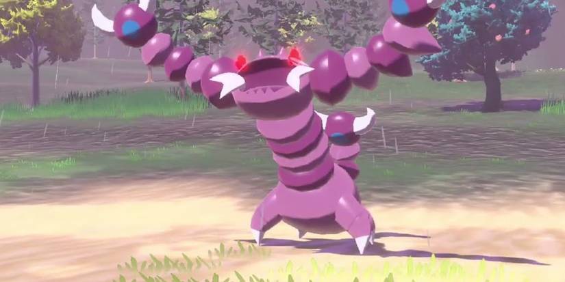 Pokémon Alpha Drapion yelling in a field.