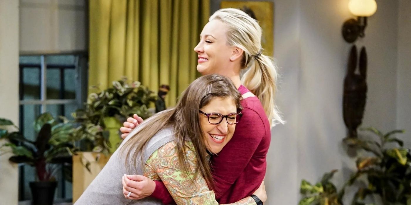 Amy and Penny hugging at home on TBBT