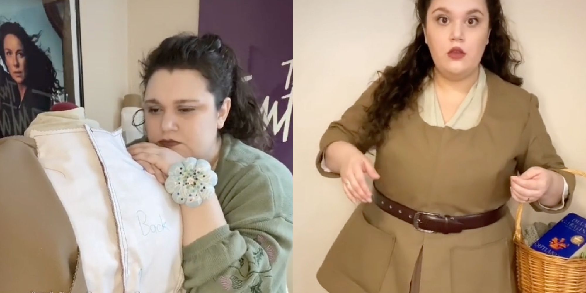 An Outlander fan making a gown for the show on TikTok