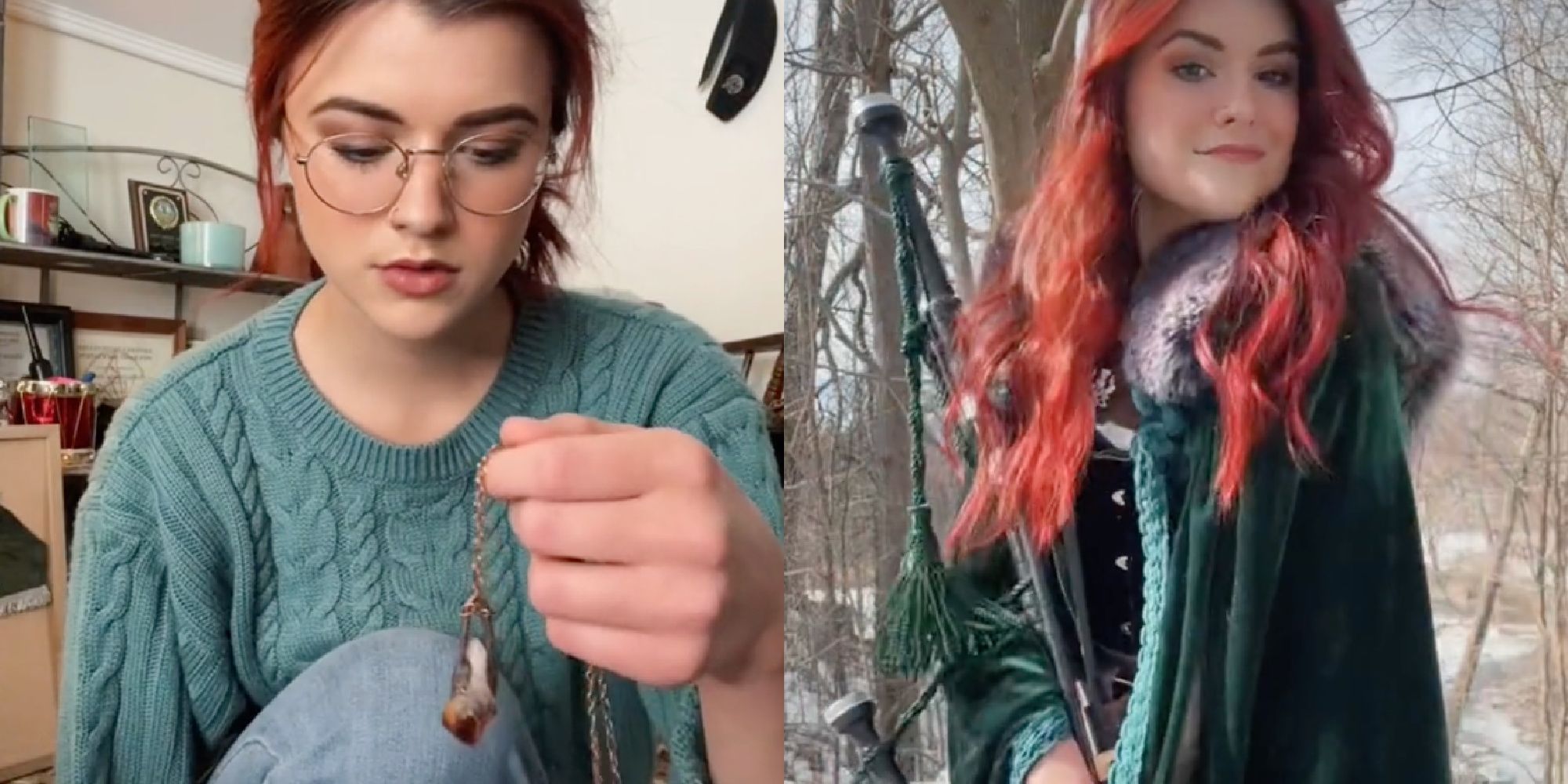 An Outlander fan uses a necklace to go back in time on TikTok