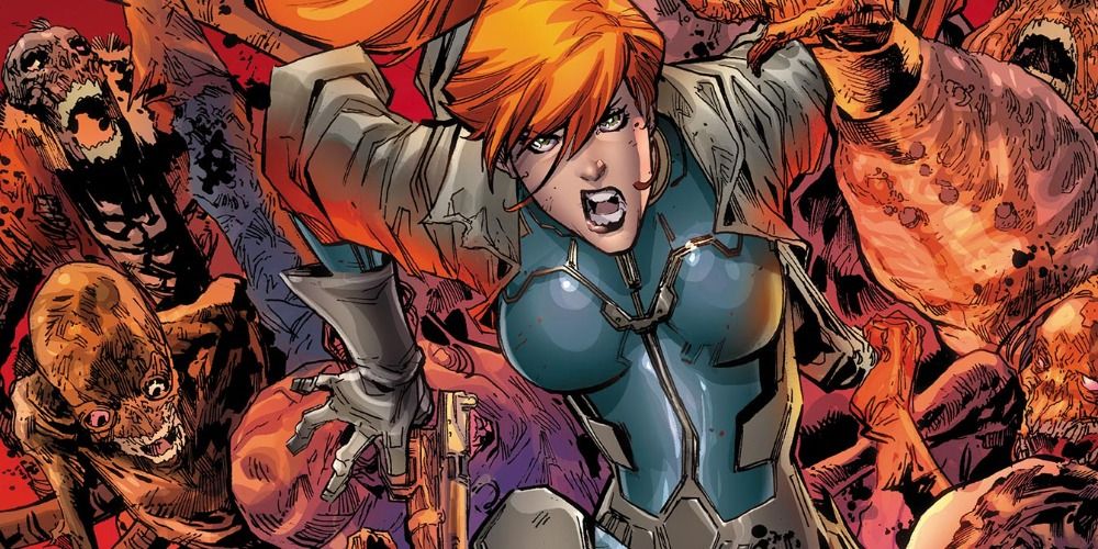 An image of Elsa Bloodstone trying to escape her enemies in the Marvel Comics