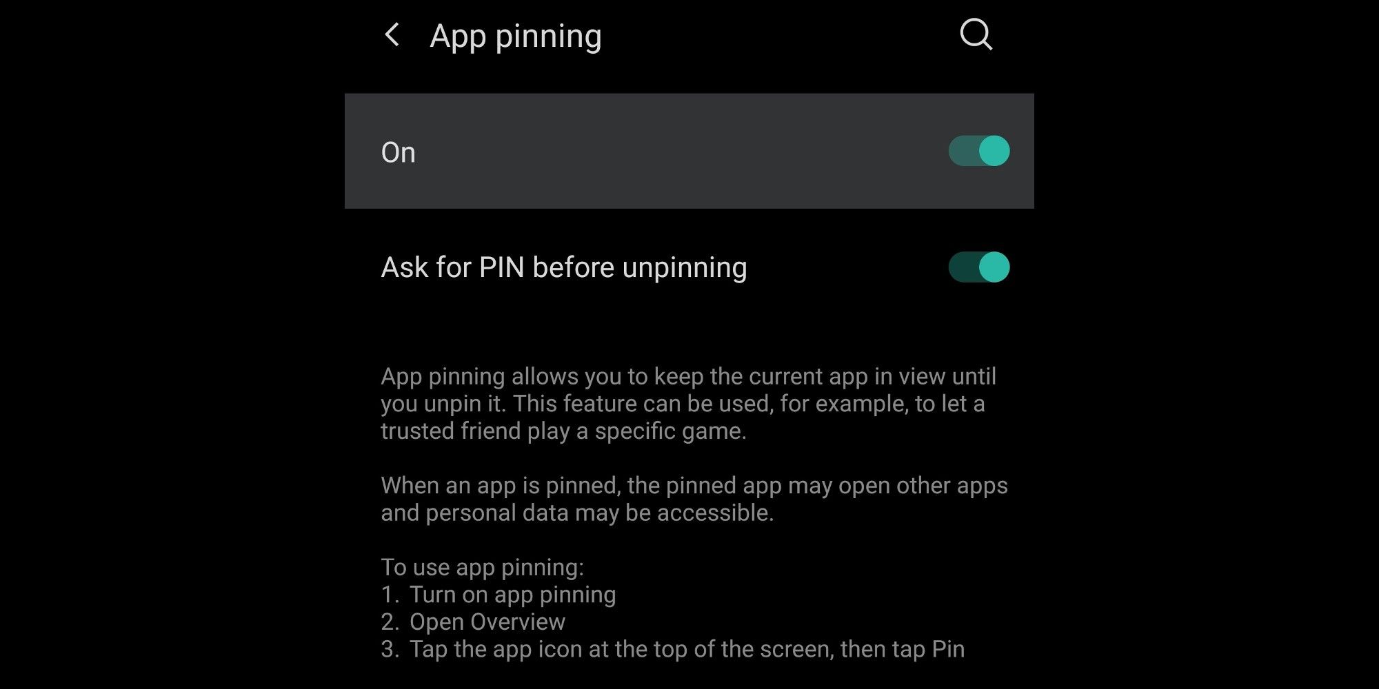 App Pinning is available on Android.