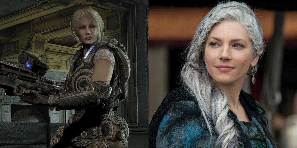 Anya in Gears of War and Katheryn Winnick in Vikings