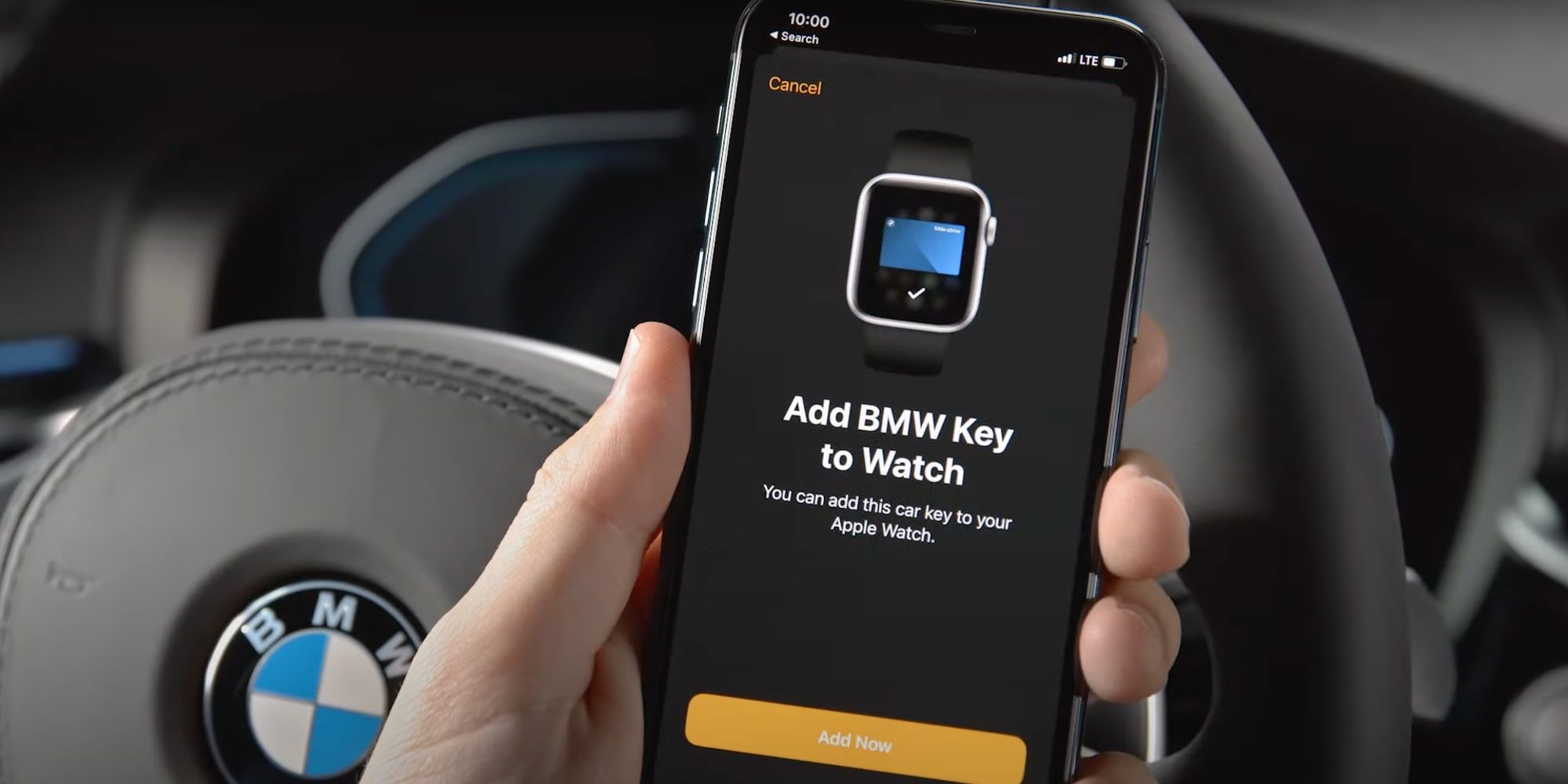 Apple Car Key Setup For Apple Watch BMW Steering Wheel In BG