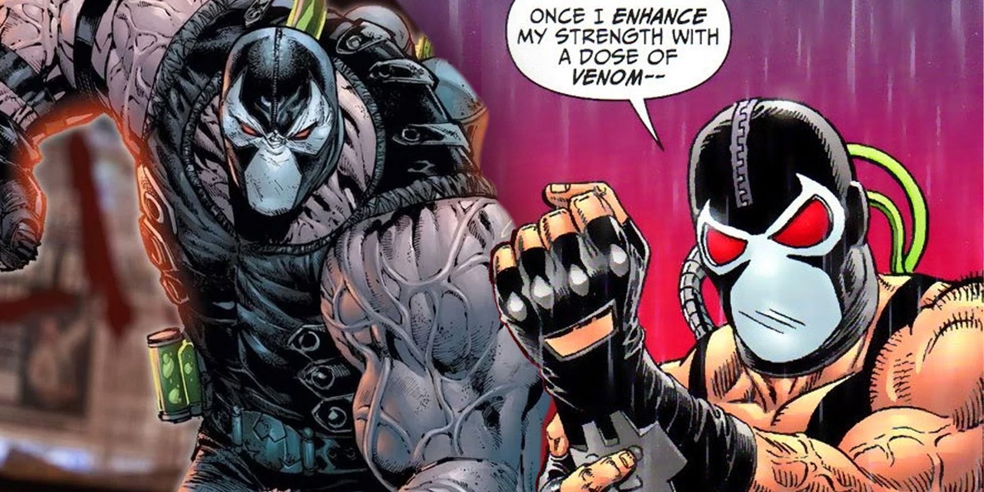 An image of Bane clenching his fist in the comics