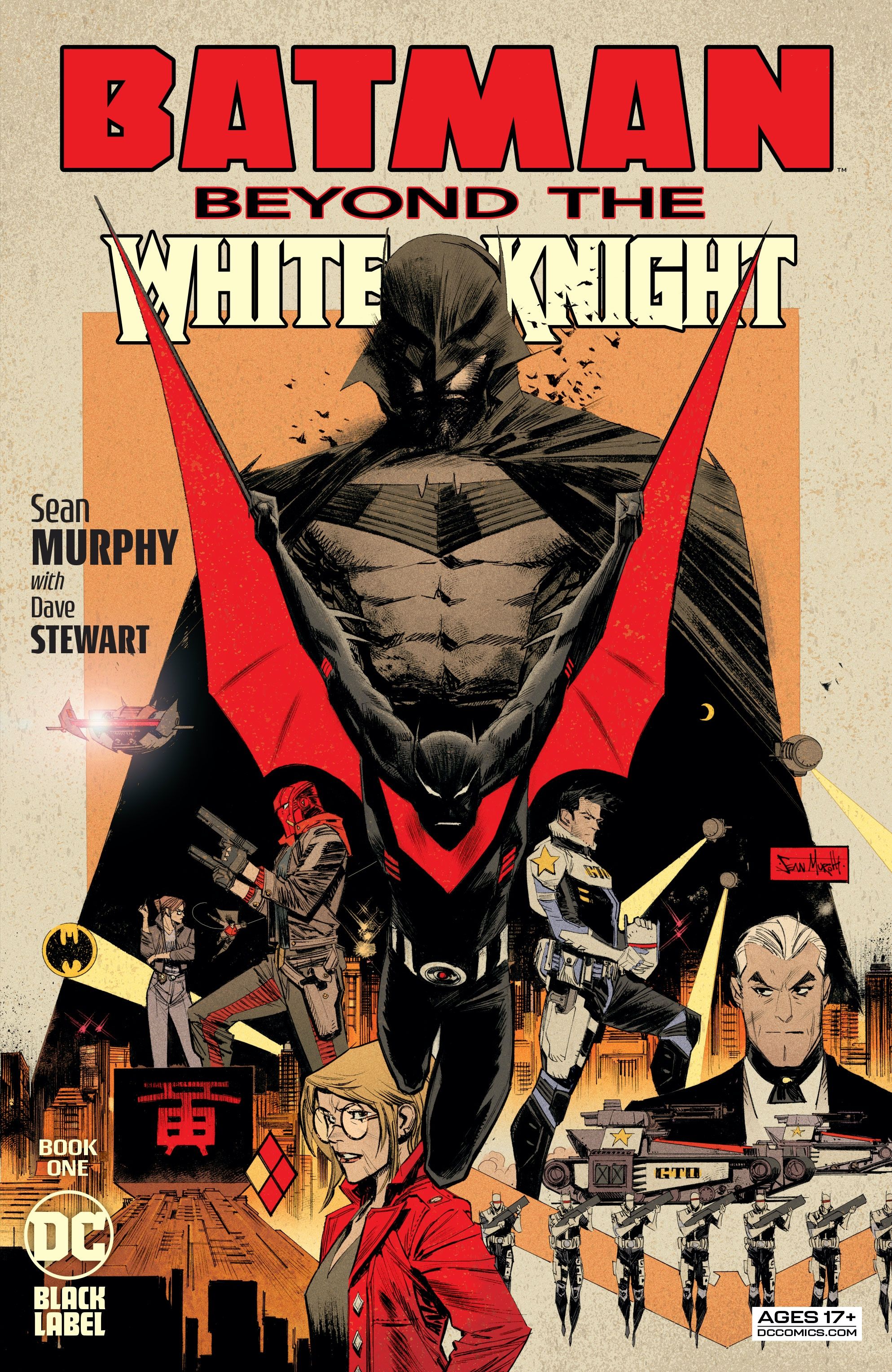 Batman Beyond the White Knight preview cover featuring Batman Beyond and Red Hood
