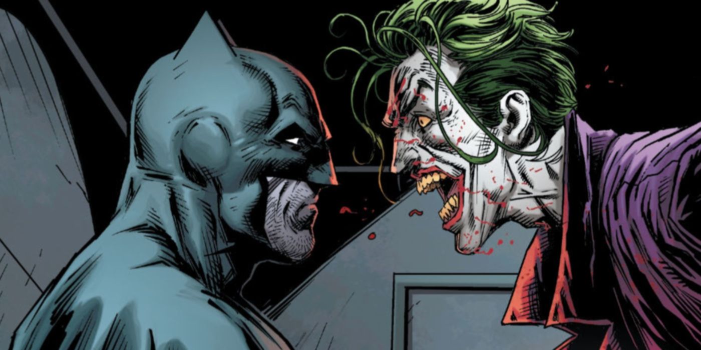 Joker is having a moment and screaming in Batman's face. 
