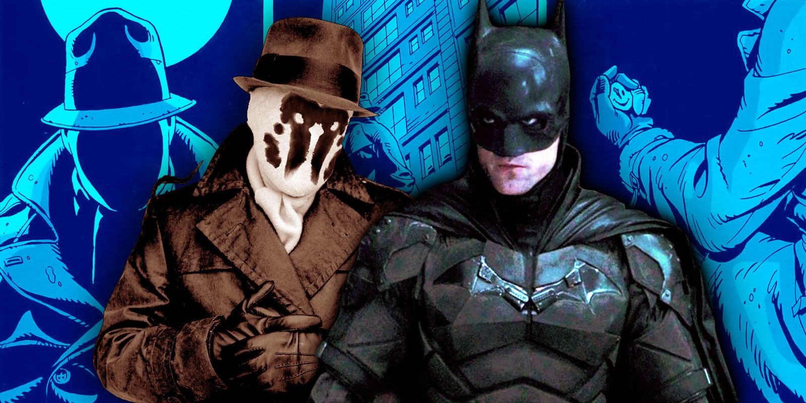 Batman from The Batman and Rorschach from Watchmen.
