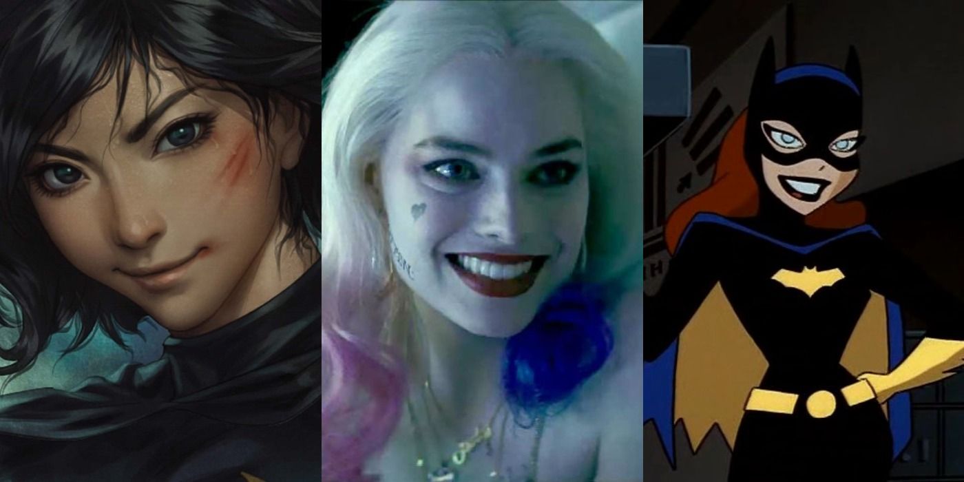Split images of Cassandra Cain, Harley Quinn, and Batgirl in Batman media