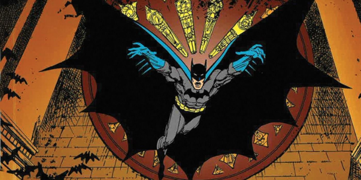 Batman leaps into battle in DC Comics.