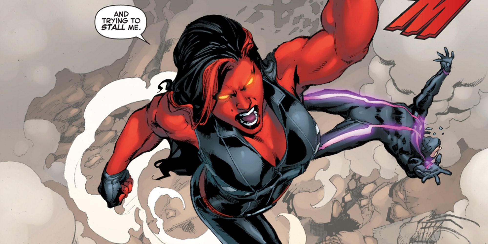 Betty Ross leaping uppercut jumping into the air in Red She-Hulk #59