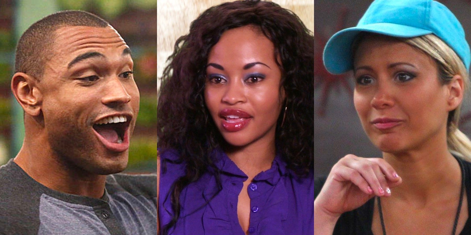 Split image: Devin, Chima and GinaMarie reacting on Big Brother.