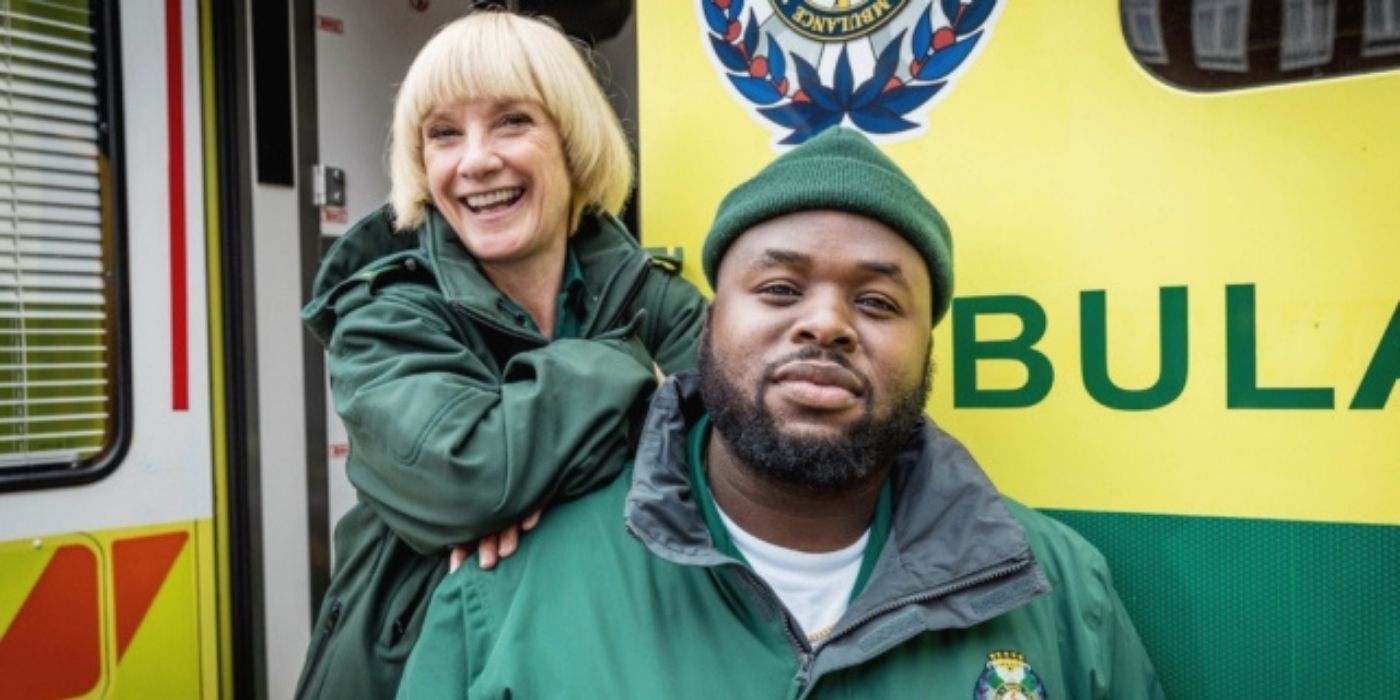 Wendy and Maleek posing outside their ambulance on Bloods