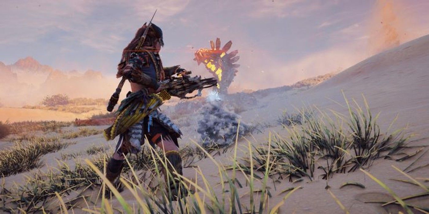Aloy with a Boltblaster in Horizon Forbidden West