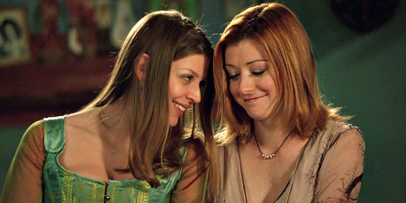 Amber Benson and Alyson Hannigan as Tara and Willow flirting on Buffy The Vampire Slayer