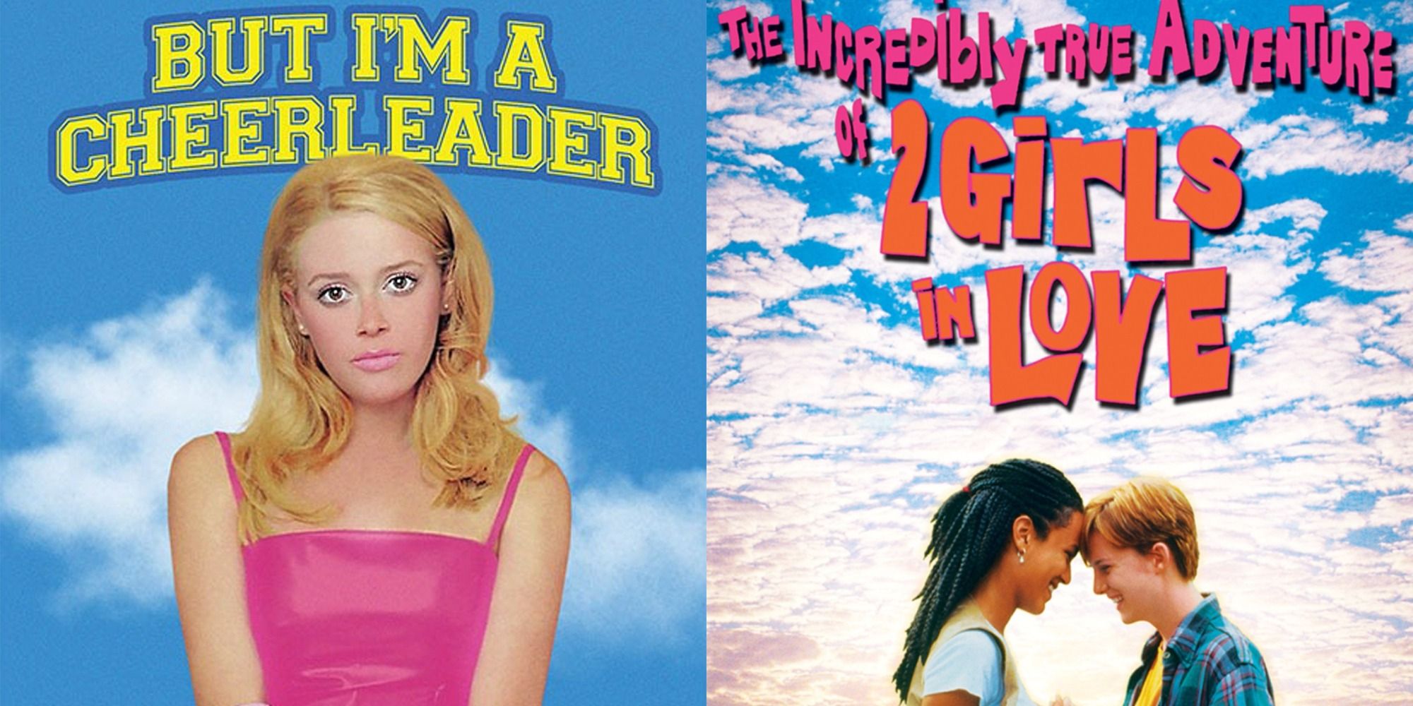 Split image showing posters for But I'm A Cheerleader and The Incredibly True Adventure Of Two Girls In Love