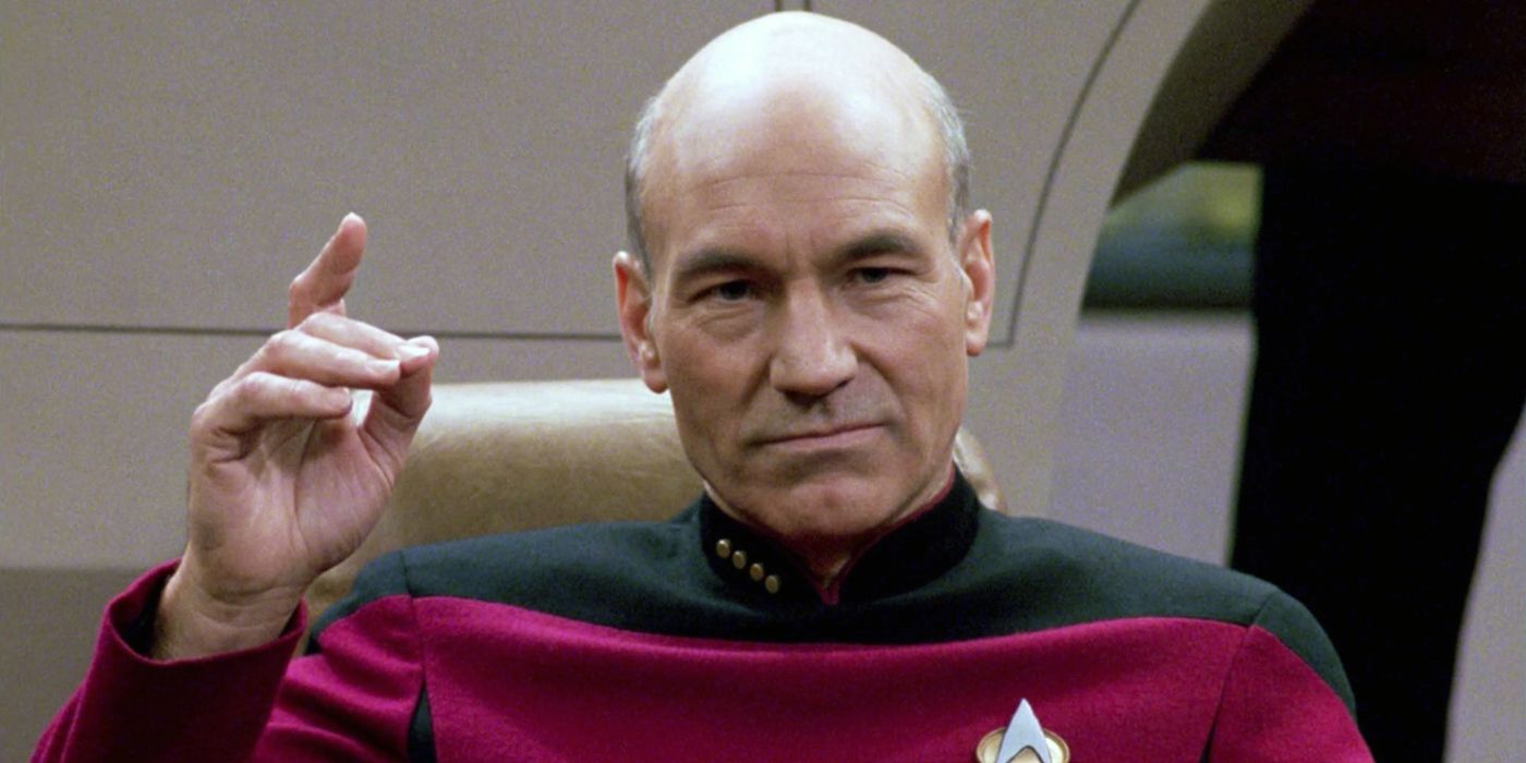 Captain Picard on the bridge of the enterprise