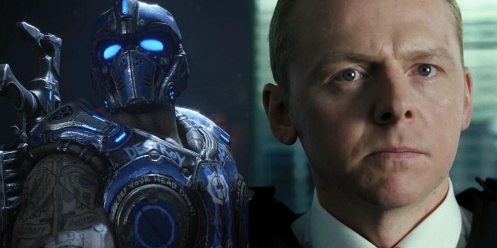 Carmine in Gears of War and Simon Pegg in Hot Fuzz