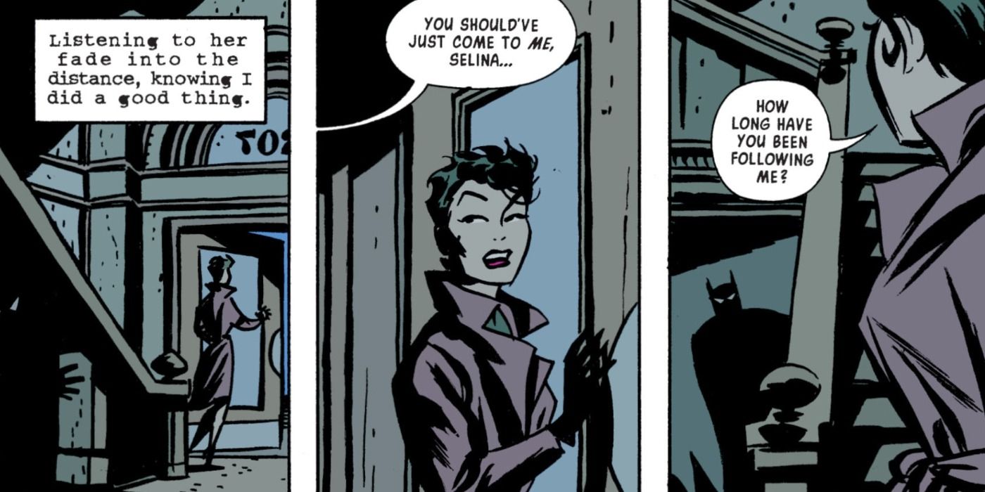 Catwoman meets Batman in DC Comics.
