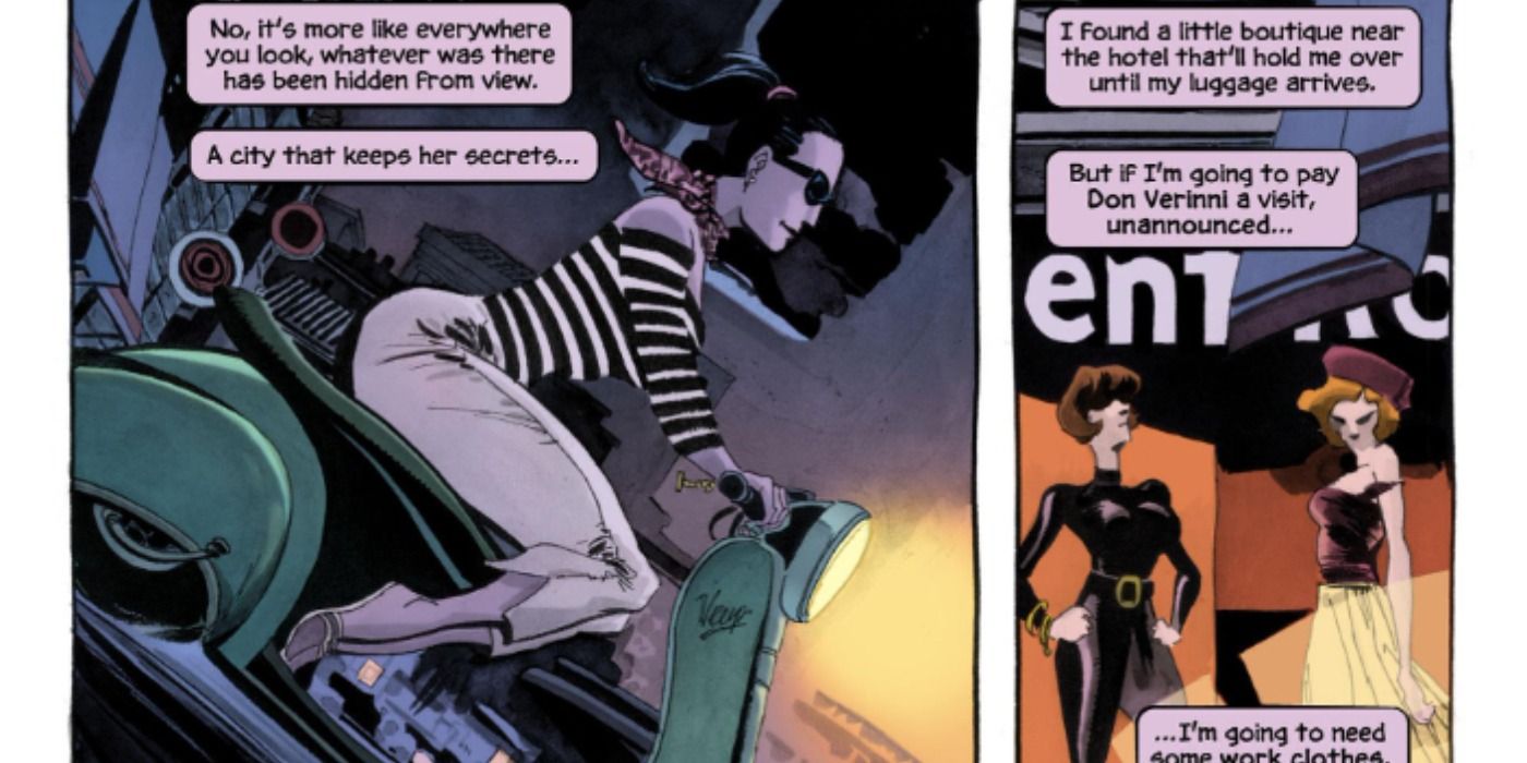Catwoman rides a Vespa in When in Rome comic.