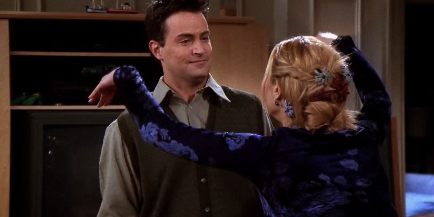 Phoebe dances for Chandler in his living room in Friends