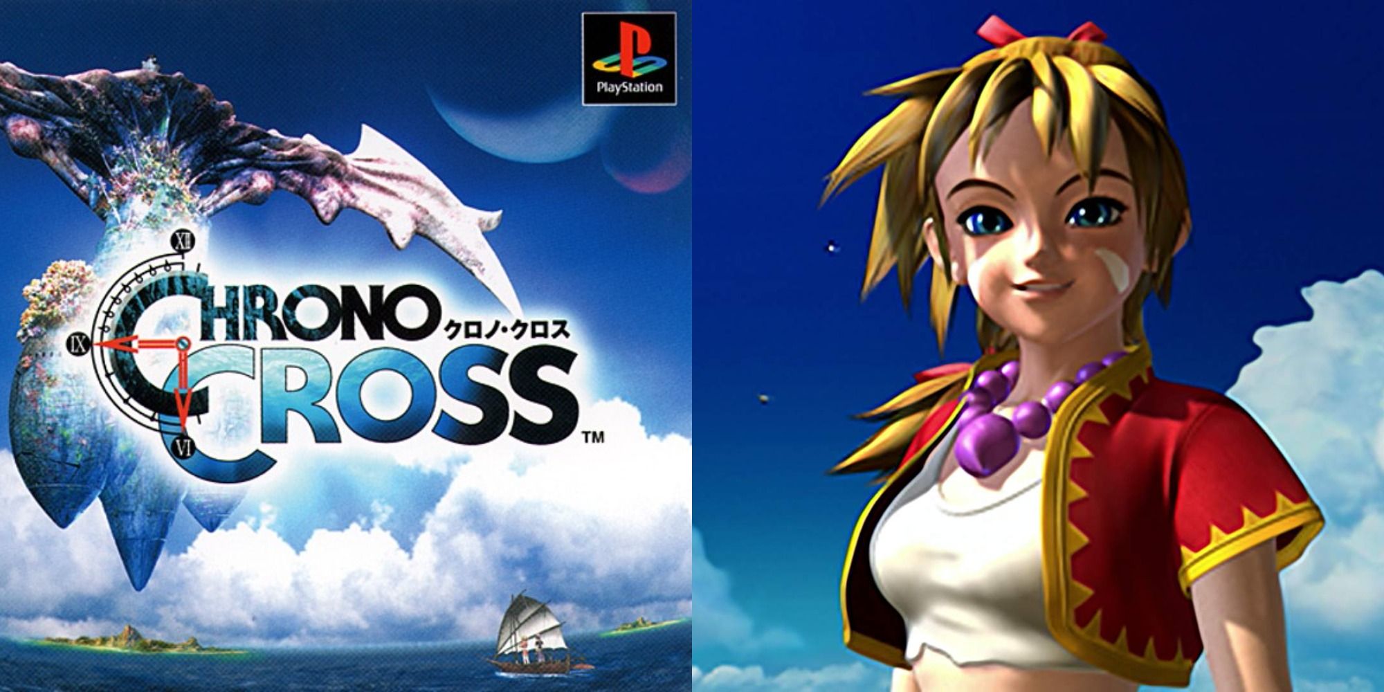 Split image showing the cover for Chrono Cross and the character Kid