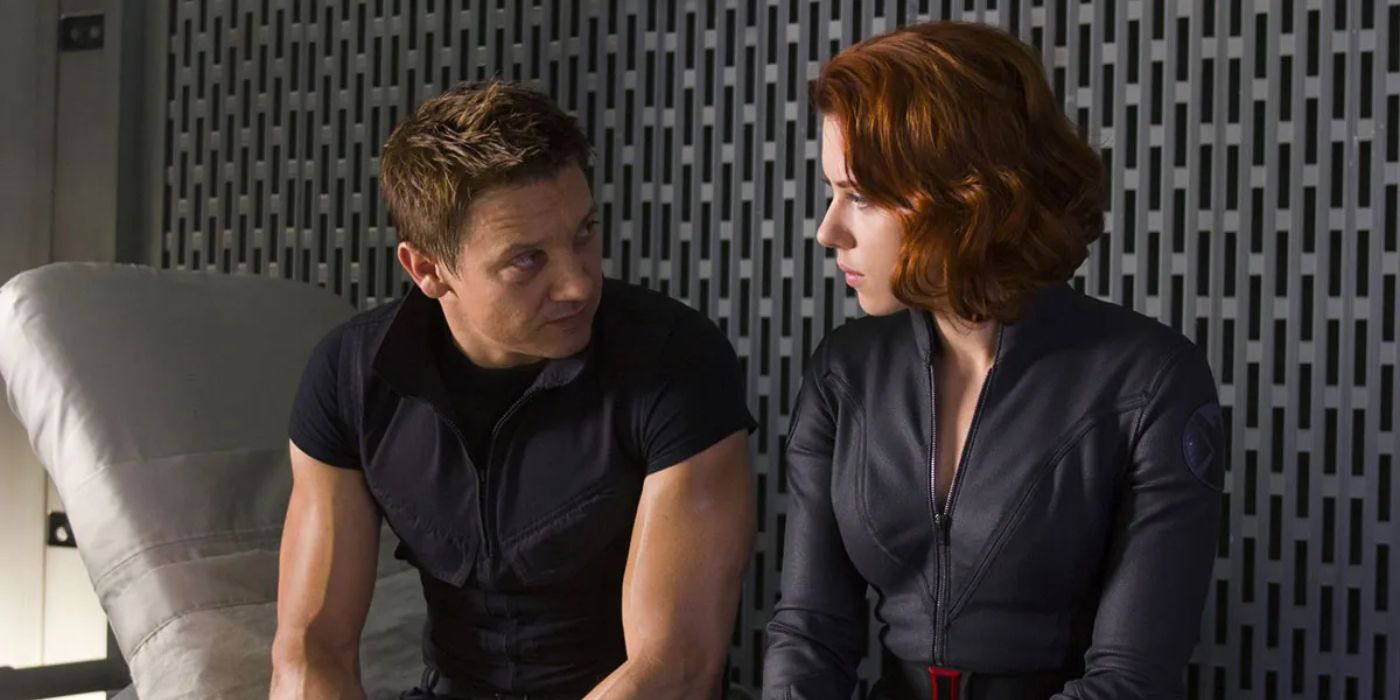 Clint and Natasha talking in The Avengers