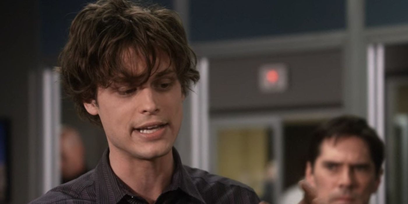 Spencer Reid talking while gesturing with his hands