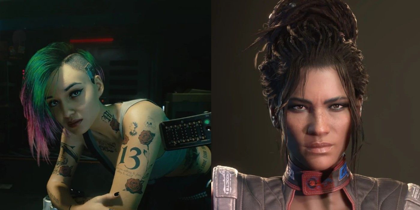 Images of Cyberpunk 2077's Judy Alvarez and Panam Palmer side-by-side