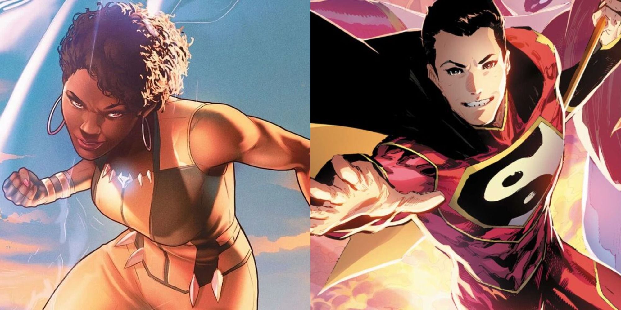 Split image showing Vixen and Super-Man in DC Comics