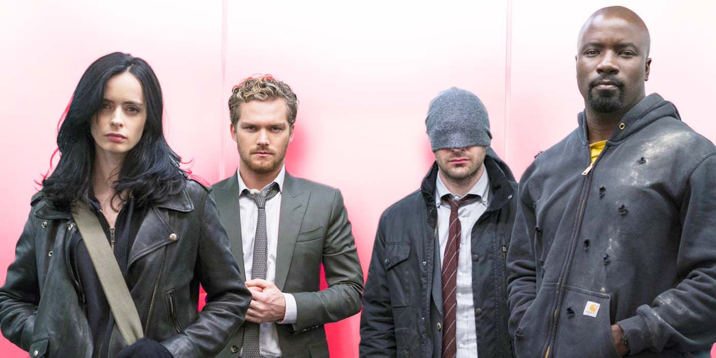 Jessica Jones, Iron Fist, Daredevil, and Luke Cage from The Defenders.