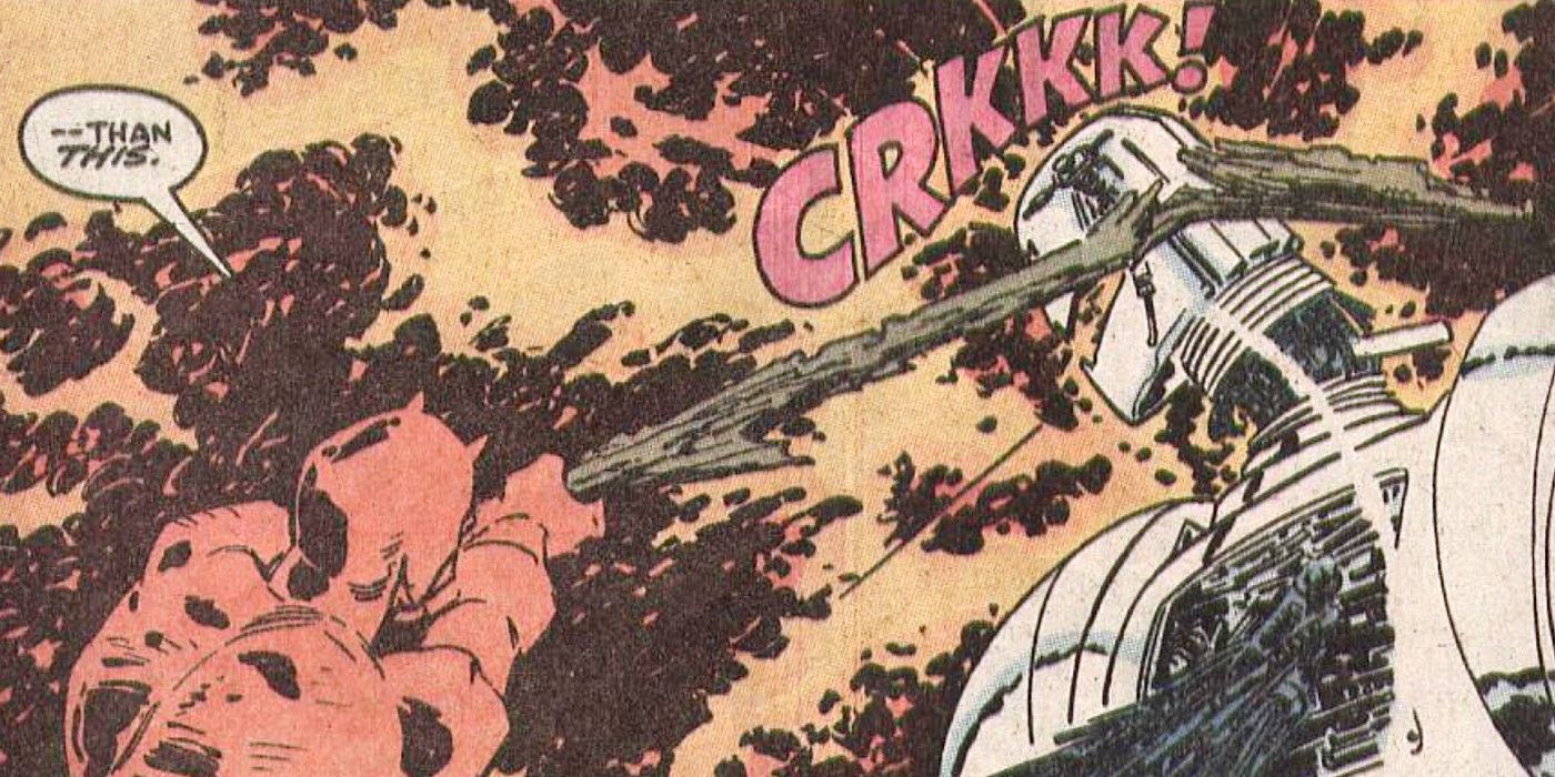 Daredevil kills Ultron with a tree branch in Marvel Comics.